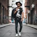 Men's Tee Black White Splash Printify