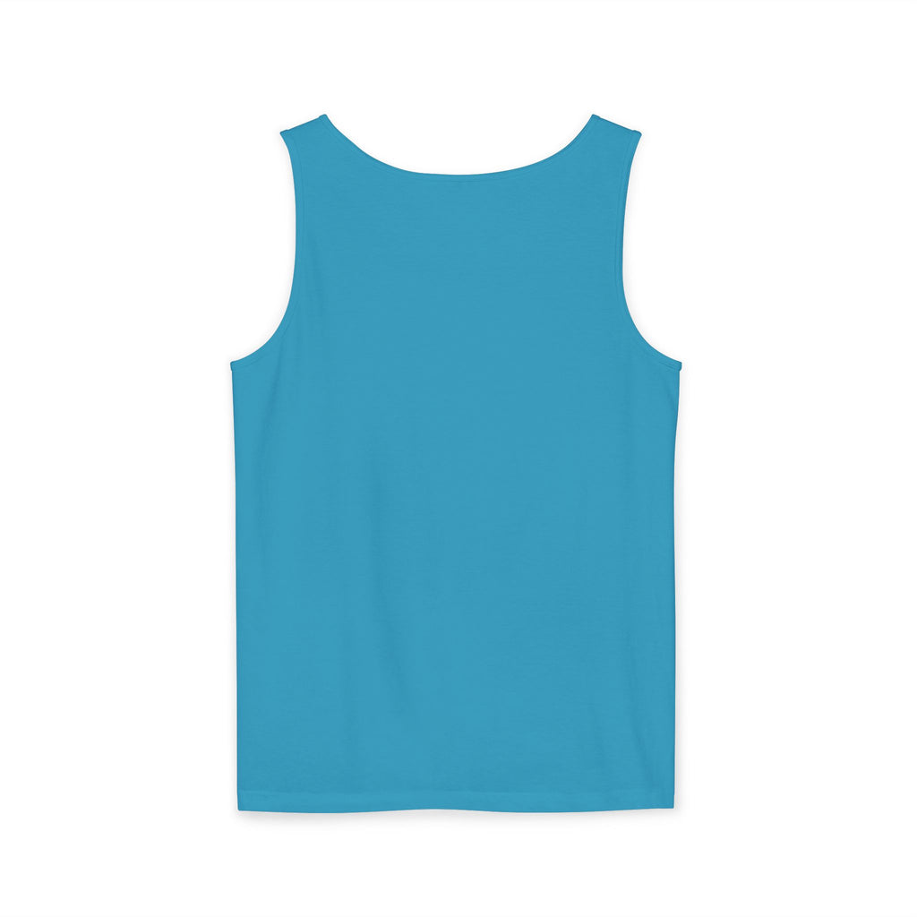 Unisex Garment-Dyed Tank Top - 'Hallo Hello Hate Less' Graphic Tee for Positive Vibes