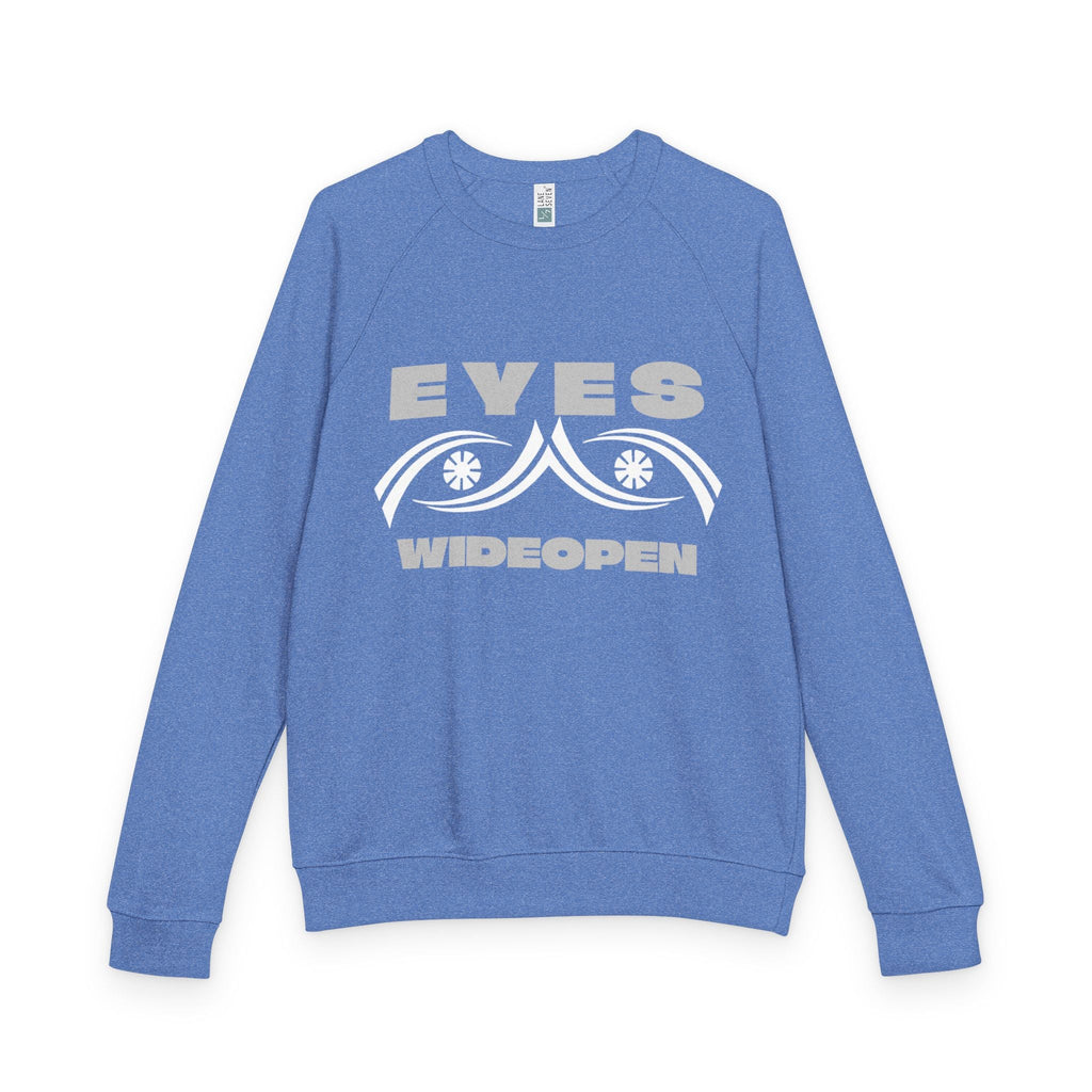Eyes Wide Open Unisex French Terry Crewneck Sweatshirt, Cozy Casual Clothing, Gift for Friends, Relaxed Fit Sweater, Cool Graphic Design Printify