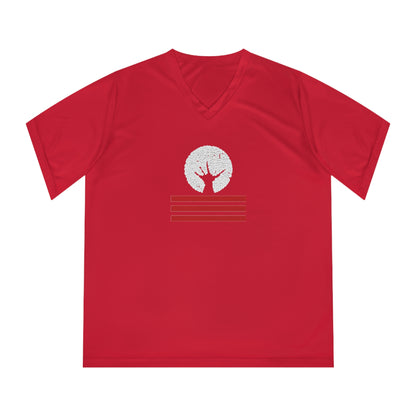 Women's Performance V-Neck T-Shirt with Unique Graphic Design, Sports Tee, Workout Top, Casual Athletic Wear, Gift for Active Lifestyle