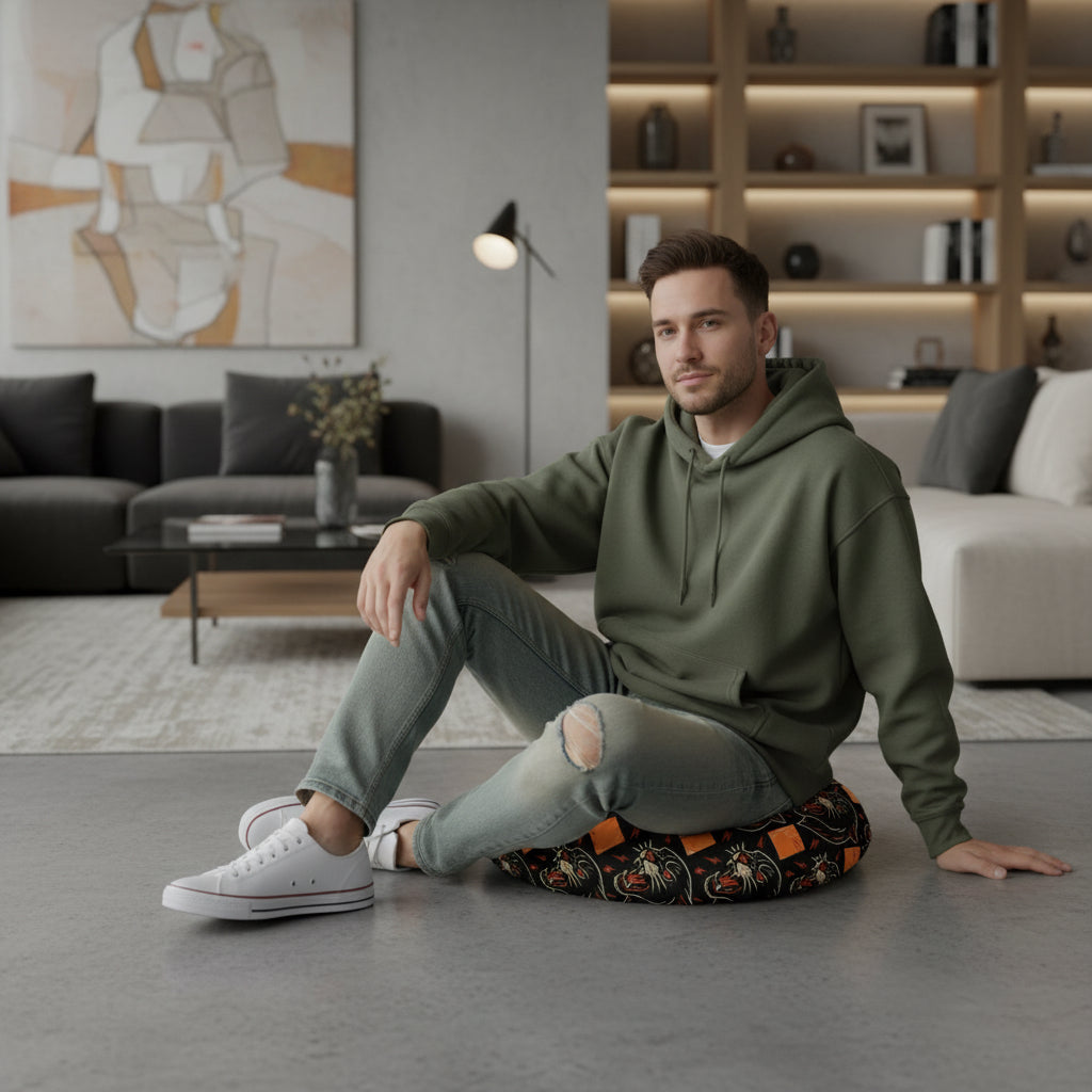 Meditation Floor Pillow, Round Pillow for Zen Comfort, Yoga Mat Accessory, Cozy Home Decor, Dog Bed Alternative Printify