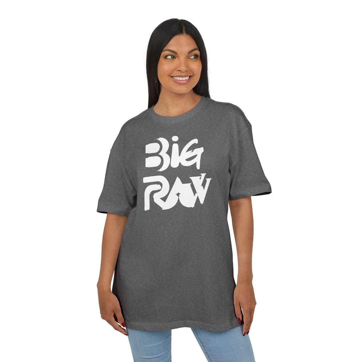 Oversize Tee Big Raw Print Unisex Heavy T-Shirt Printify