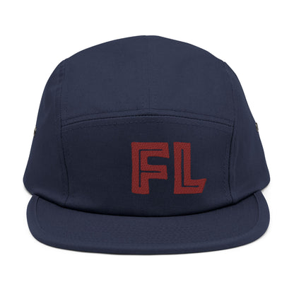 Stylish 5 Panel Cap with FL Embroidery, Casual Hat for Outdoor Adventures, Trendy Gift for Fashion Lovers, Summer Accessory, Unisex Headwear
