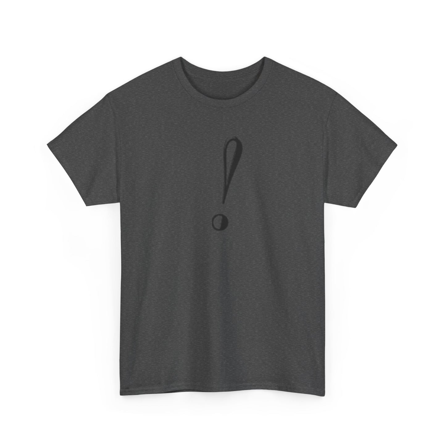 Unisex Heavy Cotton Tee with Bold Exclamation Mark Design - Casual Statement Shirt