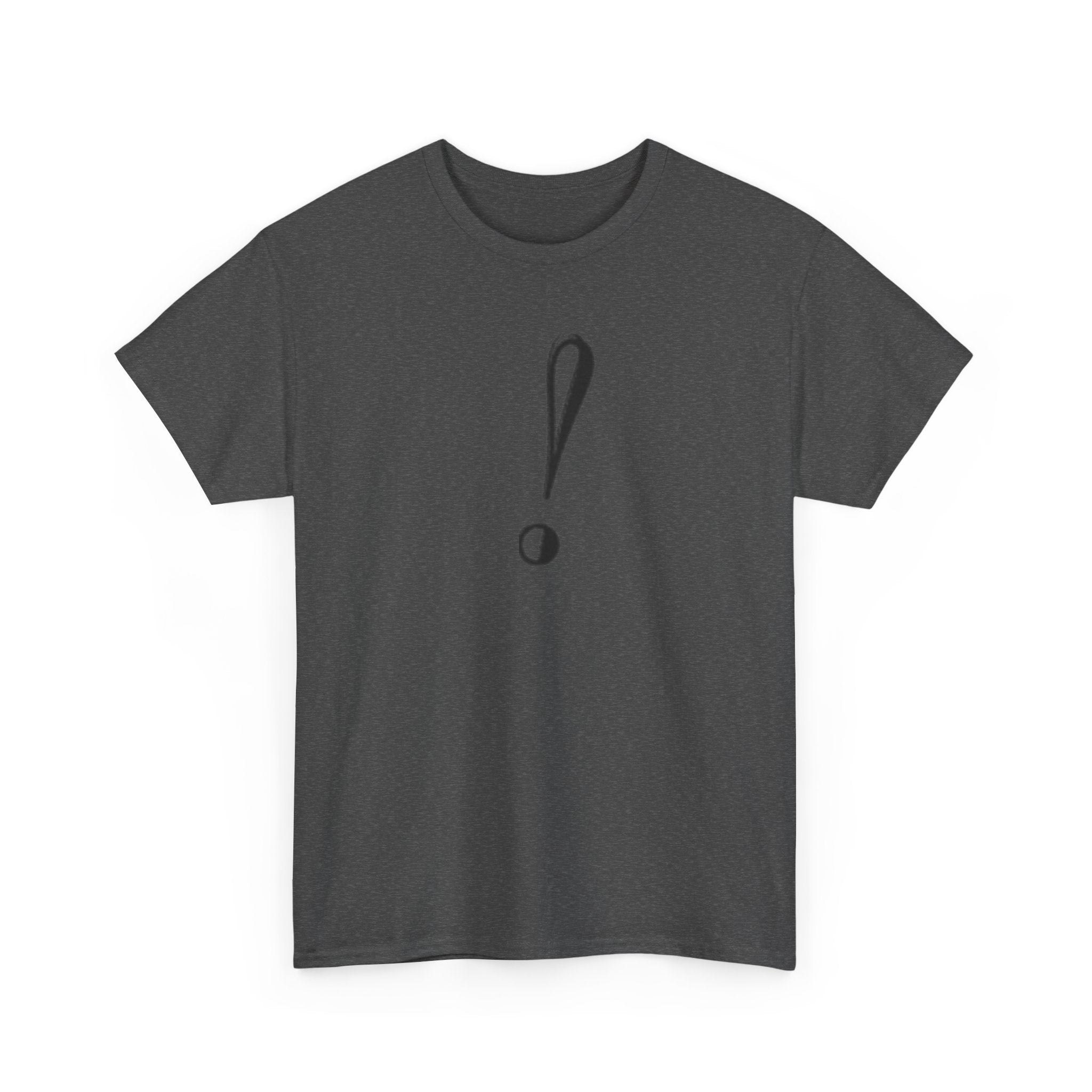 Unisex Heavy Cotton Tee with Bold Exclamation Mark Design - Casual Statement Shirt