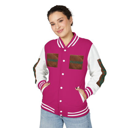 Unisex Heavyweight Letterman Jacket - Bold PUSHUP Design for Sporty Style Printify