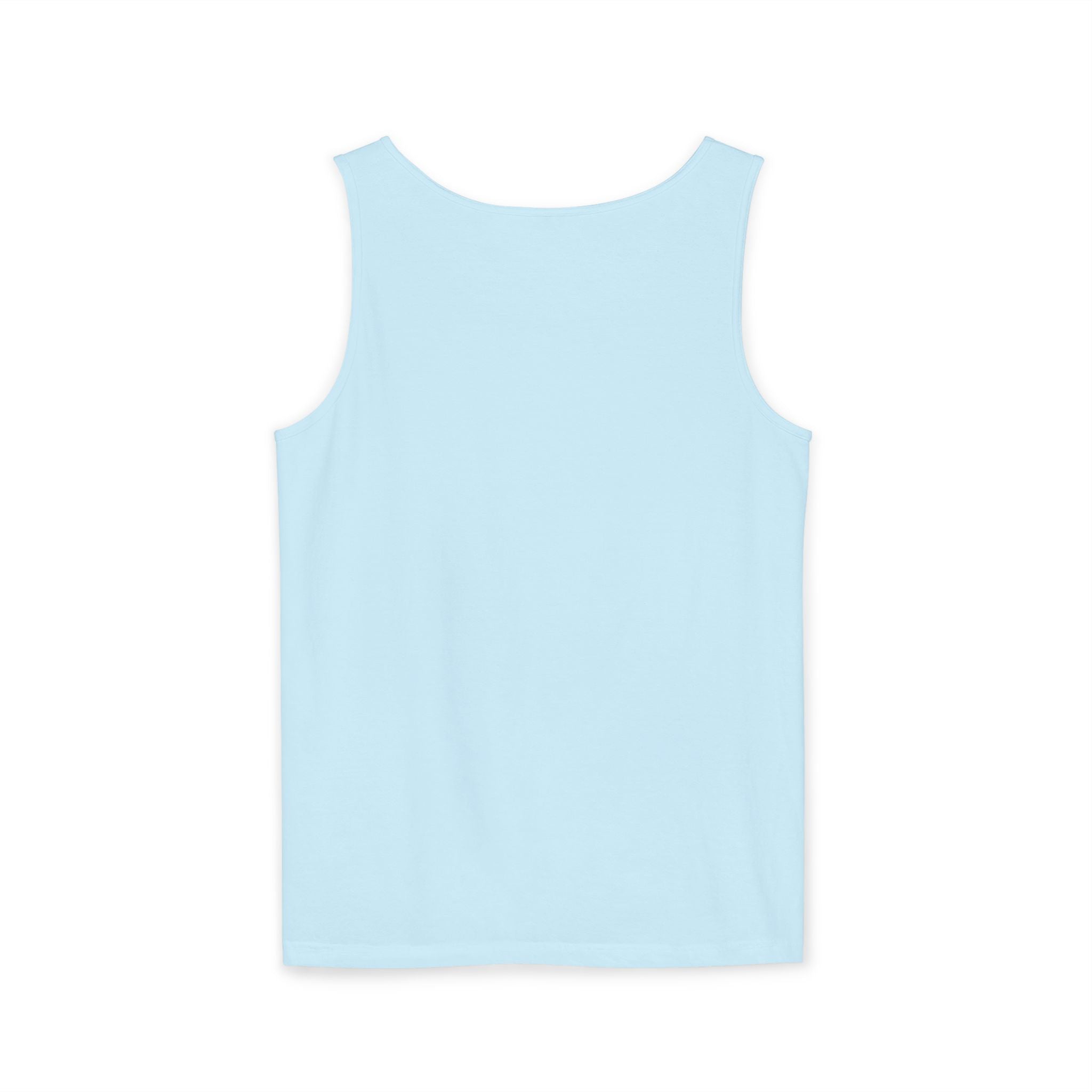 Unisex Garment-Dyed Tank Top - 'Hallo Hello Hate Less' Graphic Tee for Positive Vibes