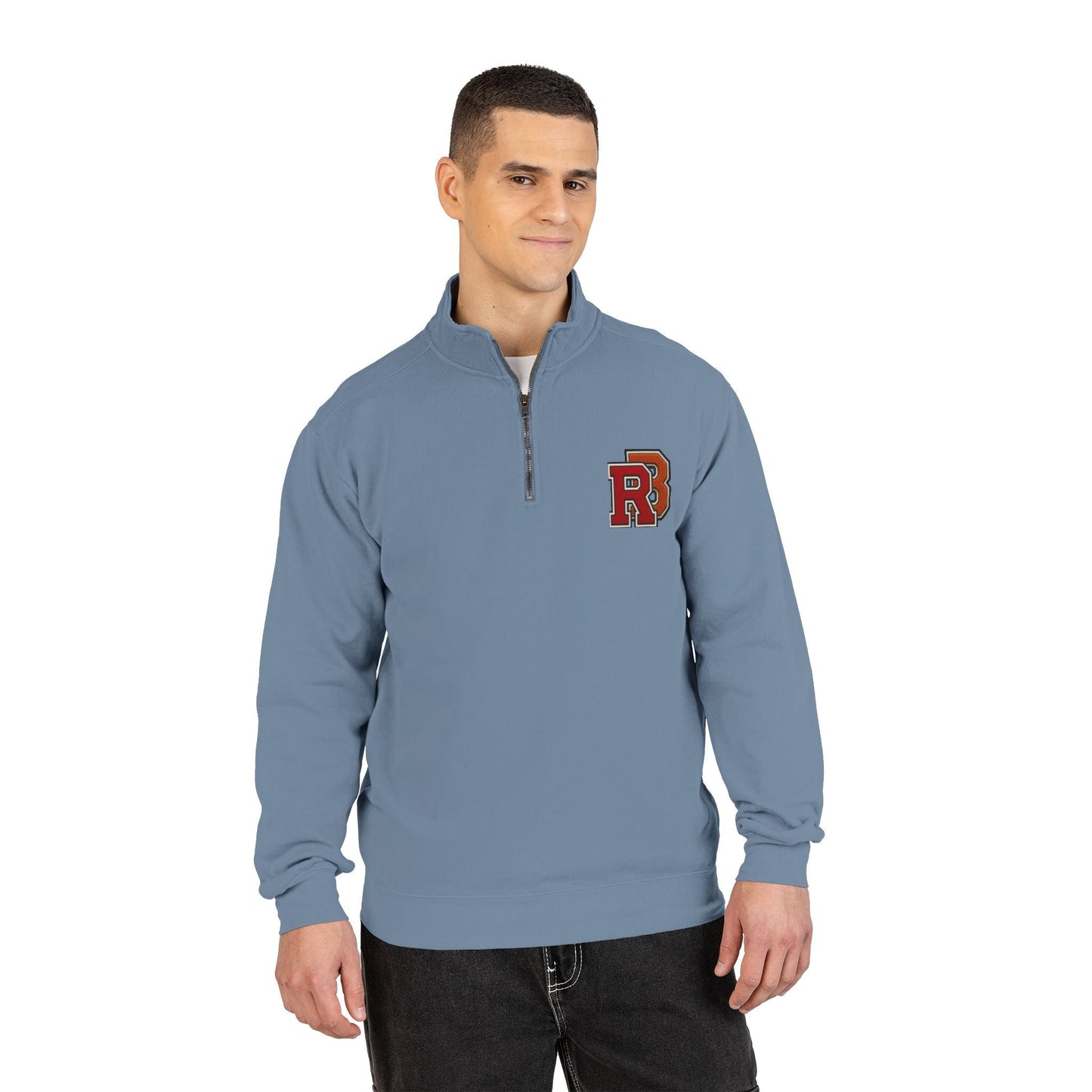 Quarter-Zip Sweatshirt — Retro 'RB' Varsity Logo Pullover Printify