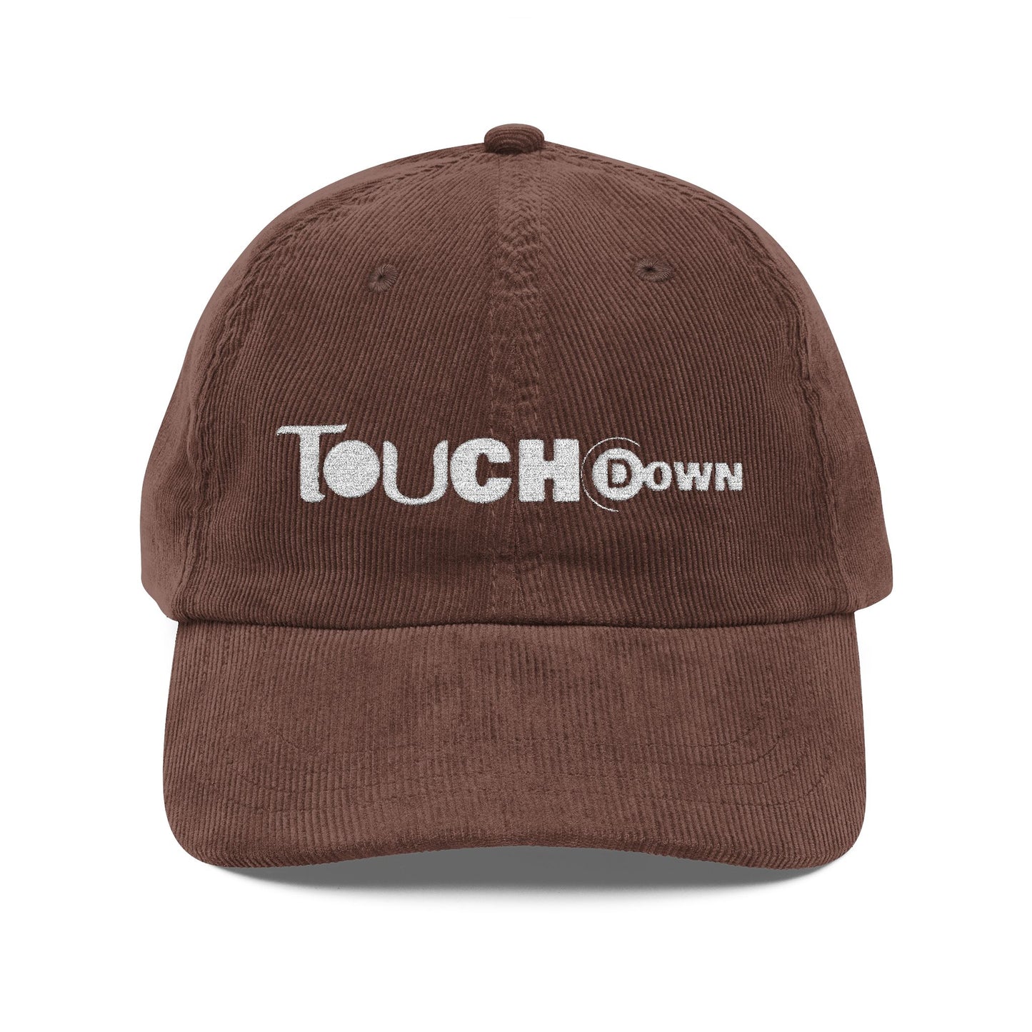 Touchdown Corduroy Cap, Embroidered Sports Hat, Casual Look, Gift for Sports Lovers, Year-round Accessory, Unisex Style
