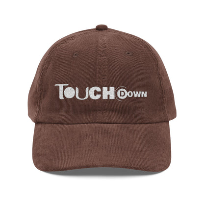 Touchdown Corduroy Cap, Embroidered Sports Hat, Casual Look, Gift for Sports Lovers, Year-round Accessory, Unisex Style