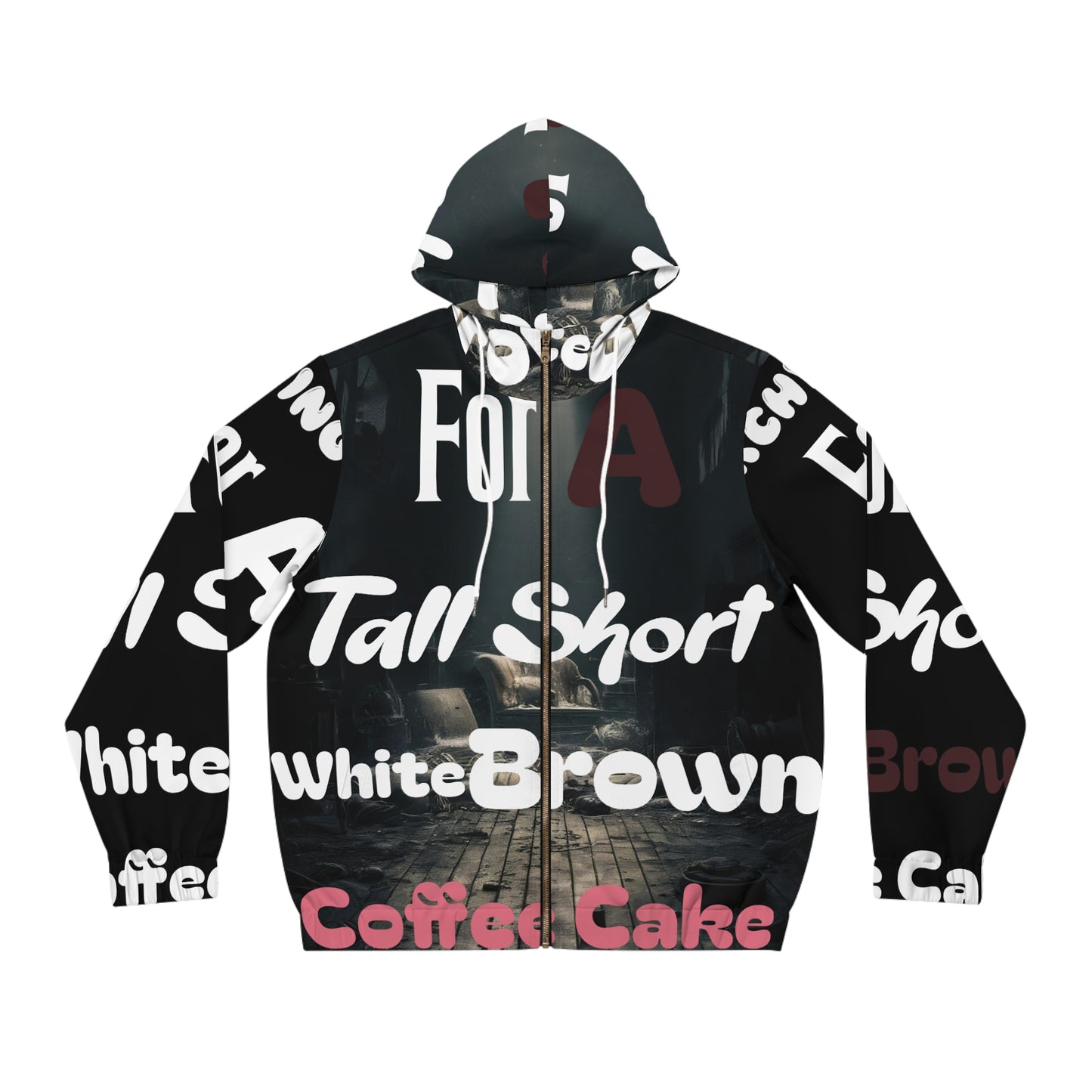 White Brown Coffee Cake Full-Zip Hoodie