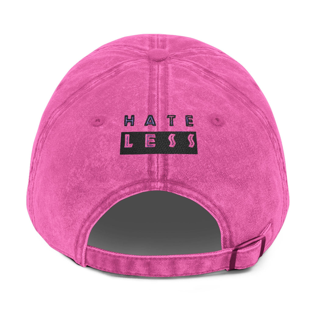 Vintage Embroidered Cap - 'HATE LESS' Righteous Apparel for Positive Vibes Printify