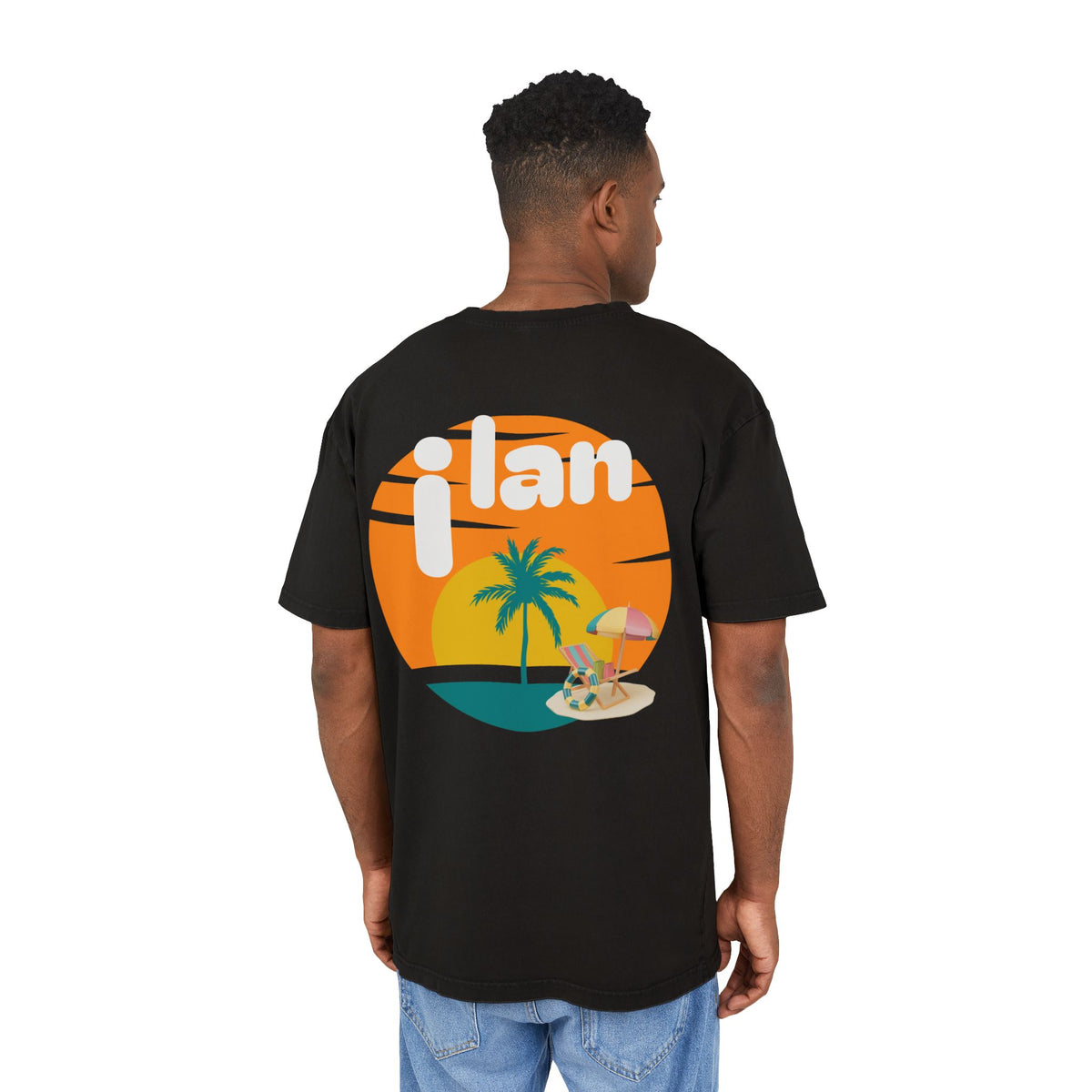 Oversize Tee Acid Washed Men's Graphic T-Shirt 'i lan'
