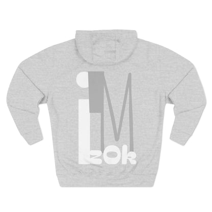 Hoodie with 'I'M zOk' Design - Three-Panel Fleece