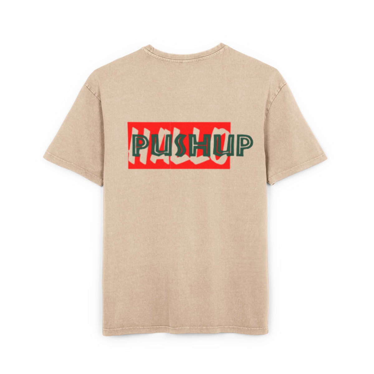 Men's Acid Washed Oversized Tee - Trendy 'Push Up' Graphic Shirt