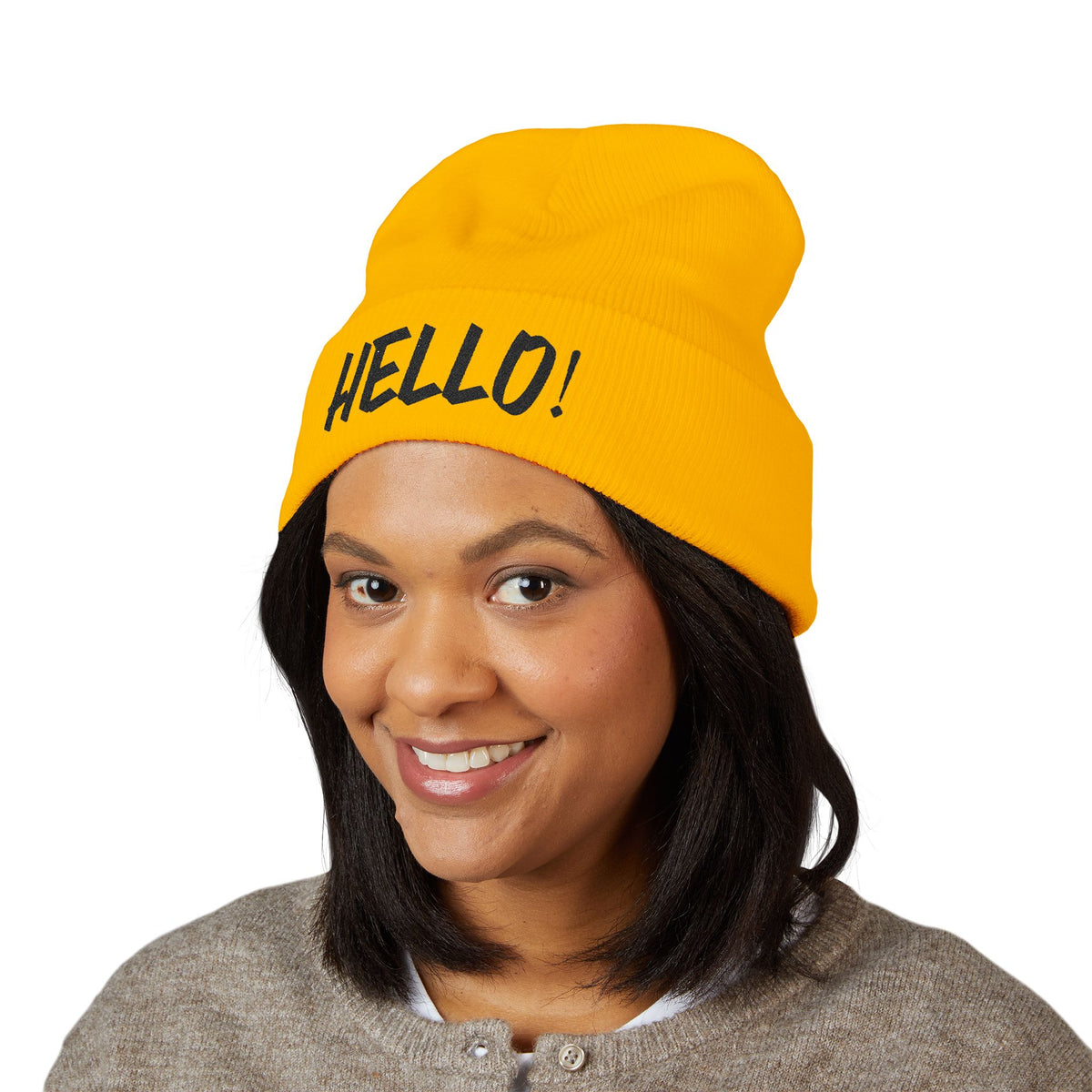 Hello! Classic Cuffed Beanie - Stylish Winter Hat for Trendsetters