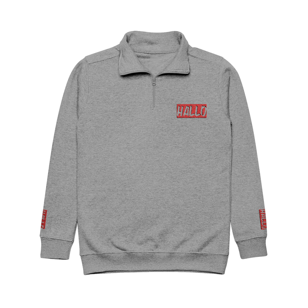 Cozy Unisex Fleece Pullover with 'HALLO' Embroidery