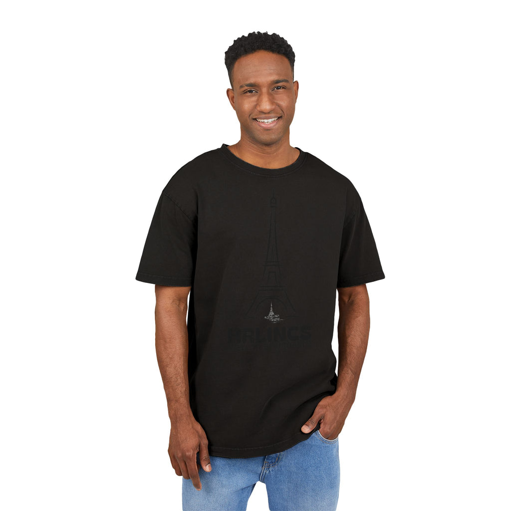 Unisex  Acid Washed Heavy Oversize Tee-With Tower Design