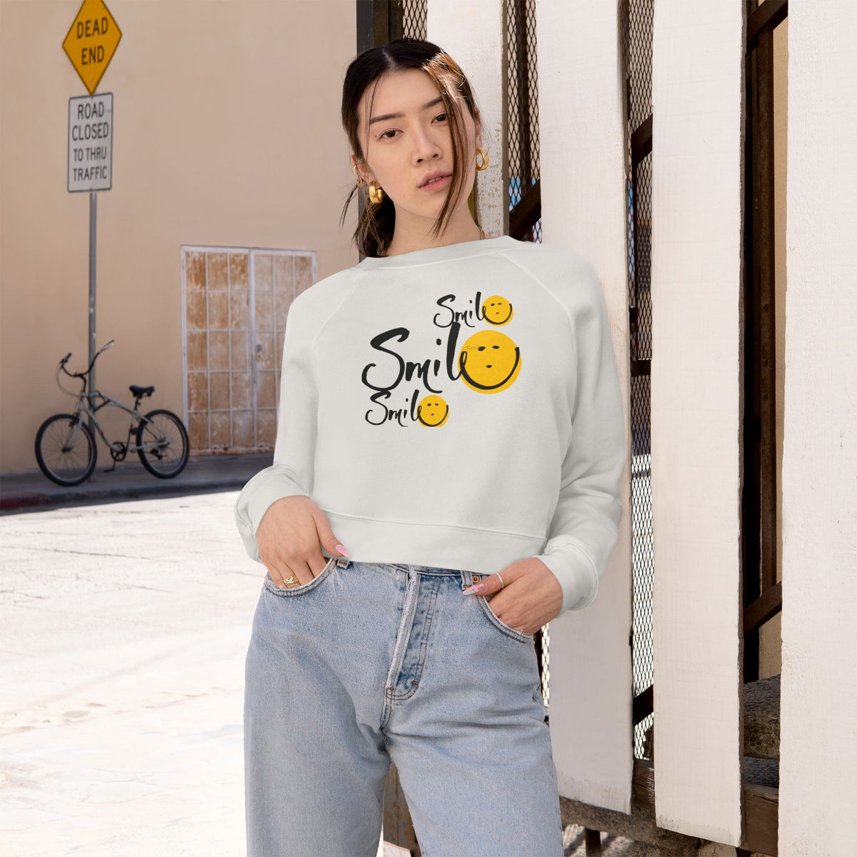 Smile Smile Smile Cropped Fleece Pullover