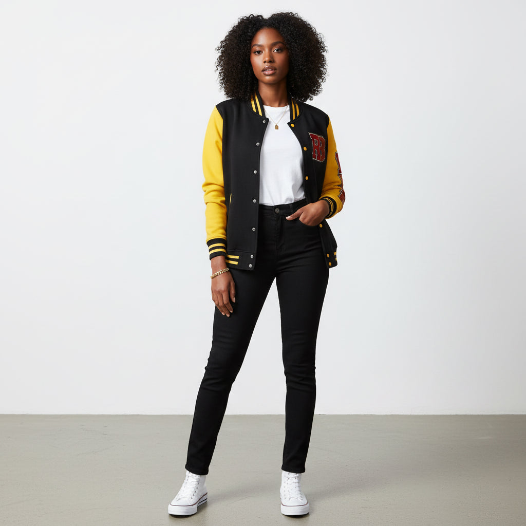 Letterman Jacket - RB Varsity Embroidered Retro Baseball Letter Jacket Printify