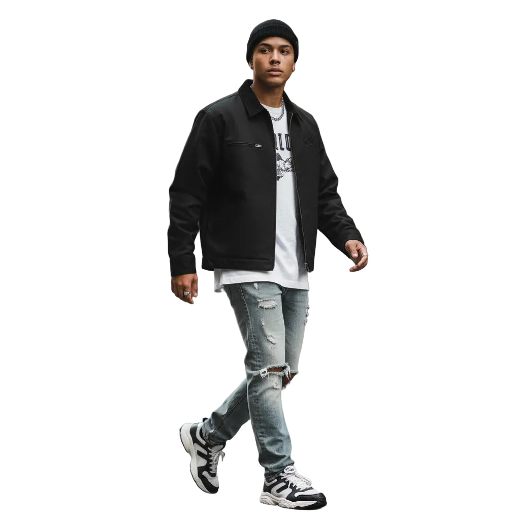 Embroidered Work Jacket - Durable Duck Cloth Utility Jacket with Chest Logo