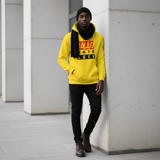 Empowering College Hoodie - 'HALLO HATE LESS' Unisex Sweatshirt Printify