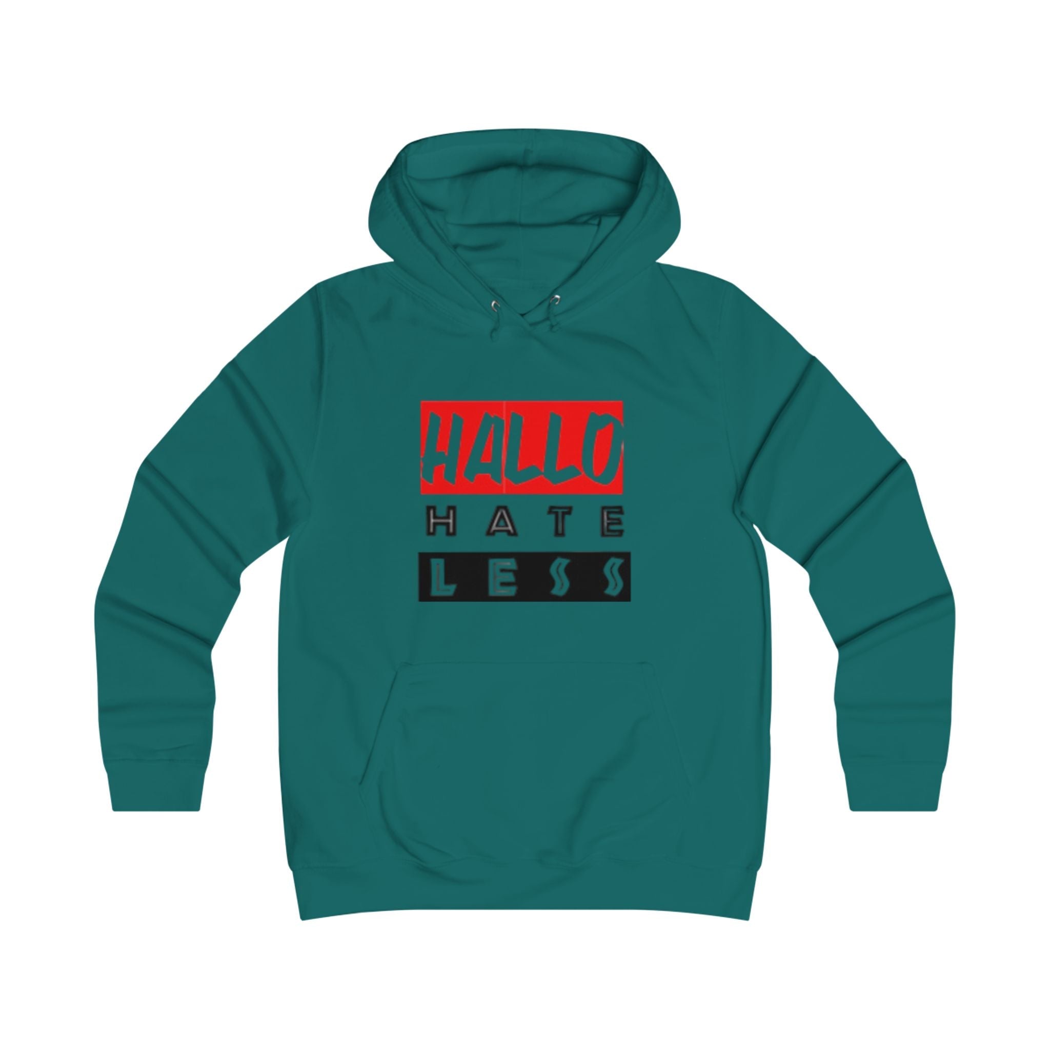 Empowering College Hoodie - 'HALLO HATE LESS' Unisex Sweatshirt Printify