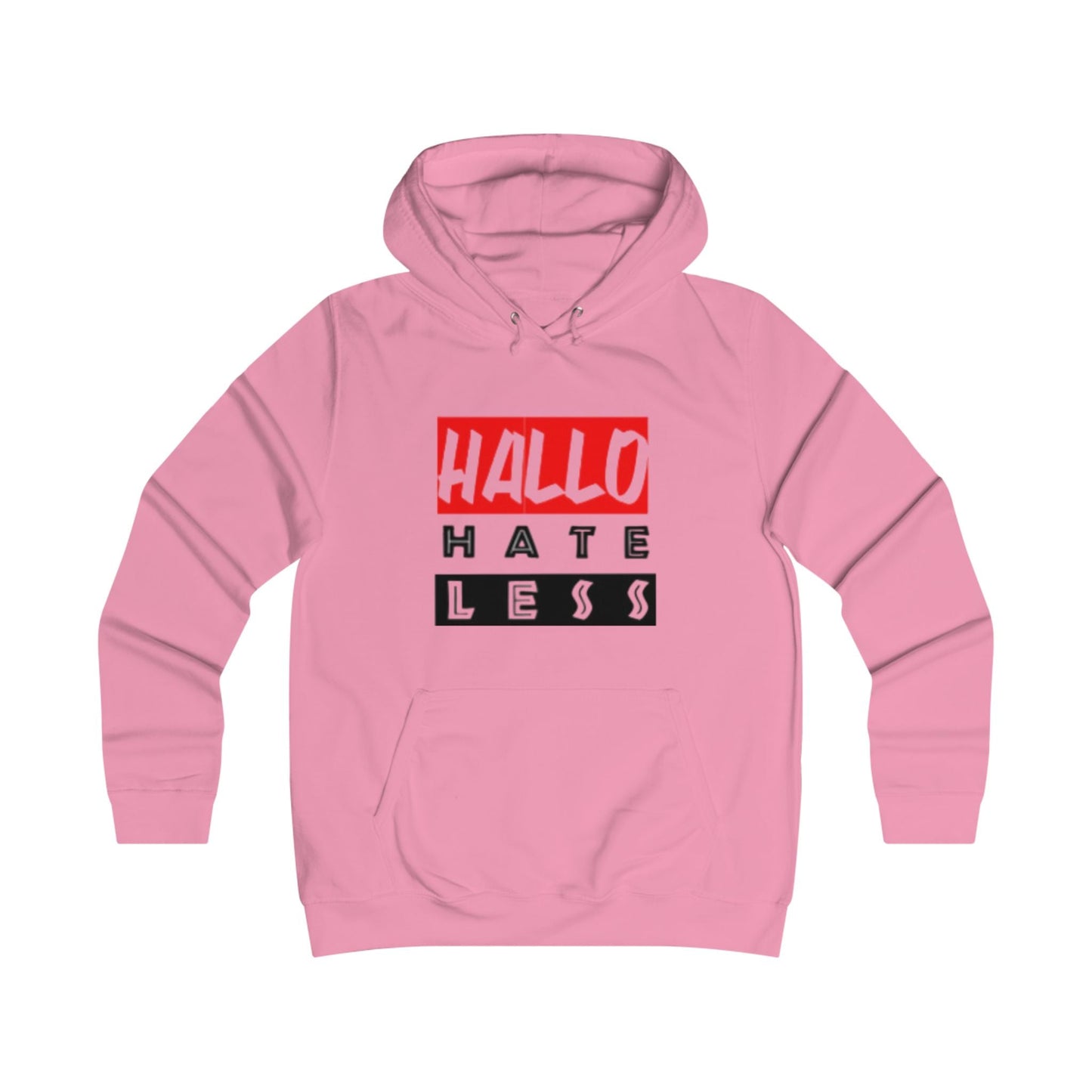 Empowering College Hoodie - 'HALLO HATE LESS' Unisex Sweatshirt Printify
