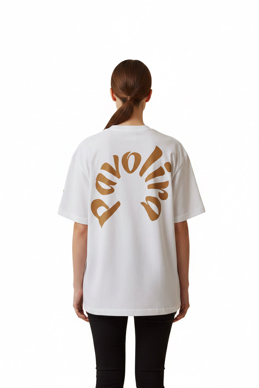 Pavolira Arch Logo T-Shirt — Retro Earthtone Graphic Tee