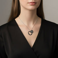 Necklace - Love Heart Cutout Engraving Design Printify