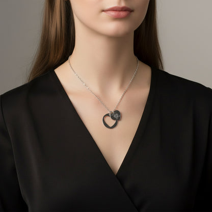 Necklace - Love Heart Cutout Engraving Design Printify