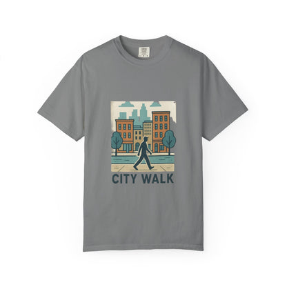 City Walk Unisex Garment-Dyed T-shirt, Urban Streetwear, Casual Fashion, Gift for City Lovers, Travel Enthusiast Apparel Printify