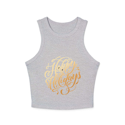 Tank Top Happy Holiday Women's Micro Rib Racer
