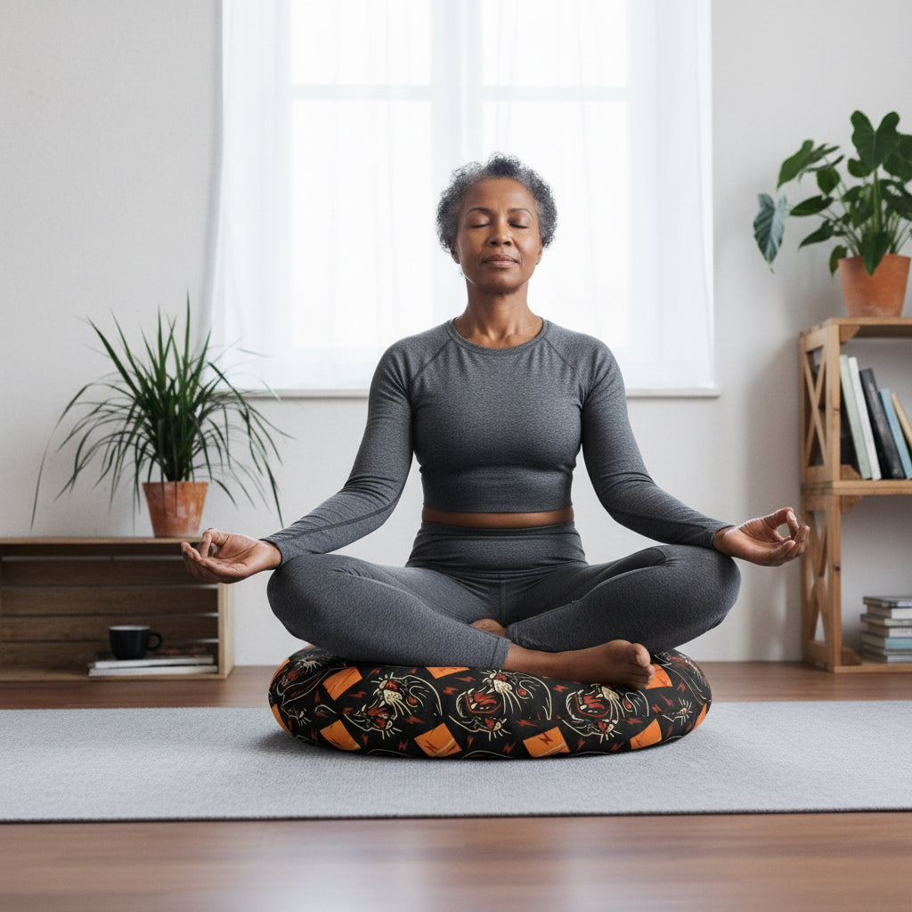 Meditation Floor Pillow, Round Pillow for Zen Comfort, Yoga Mat Accessory, Cozy Home Decor, Dog Bed Alternative Printify