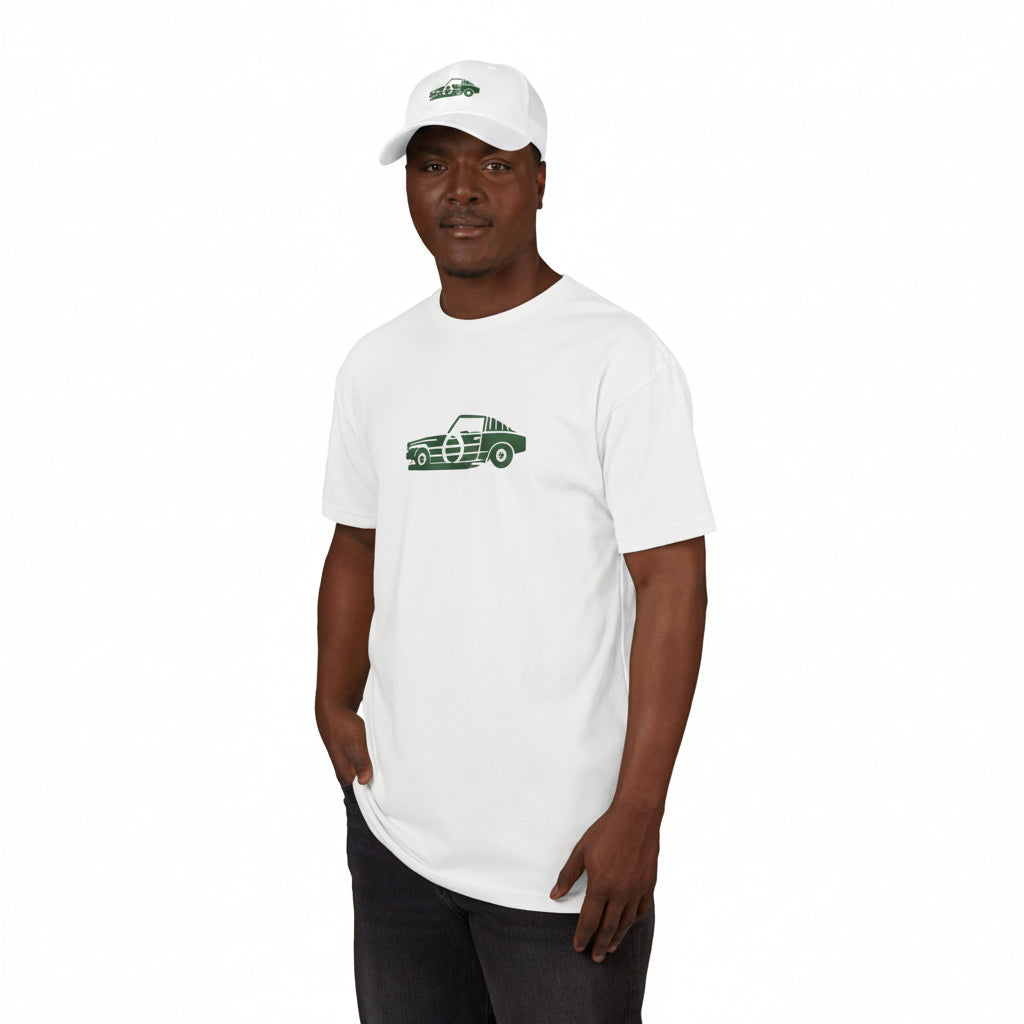 Vintage Race Car Tee – Minimal Green Sports Car Graphic T-Shirt