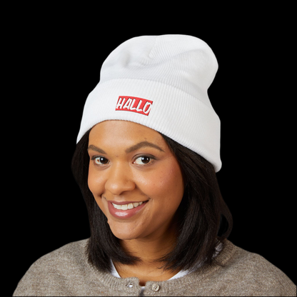 Beanie Hat - Hallo Embroidered Design