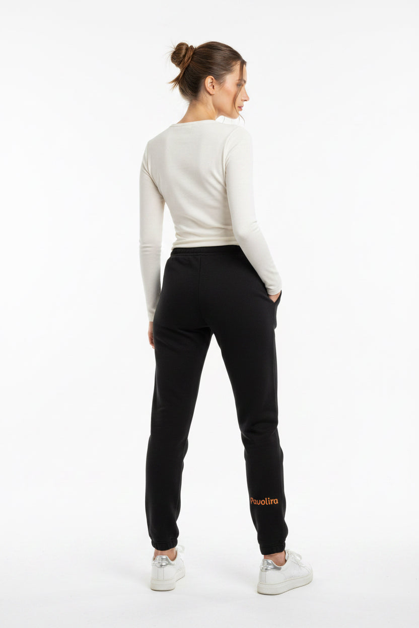 Pavolira Side-Logo Sweatpants — Minimal Vertical Text Joggers