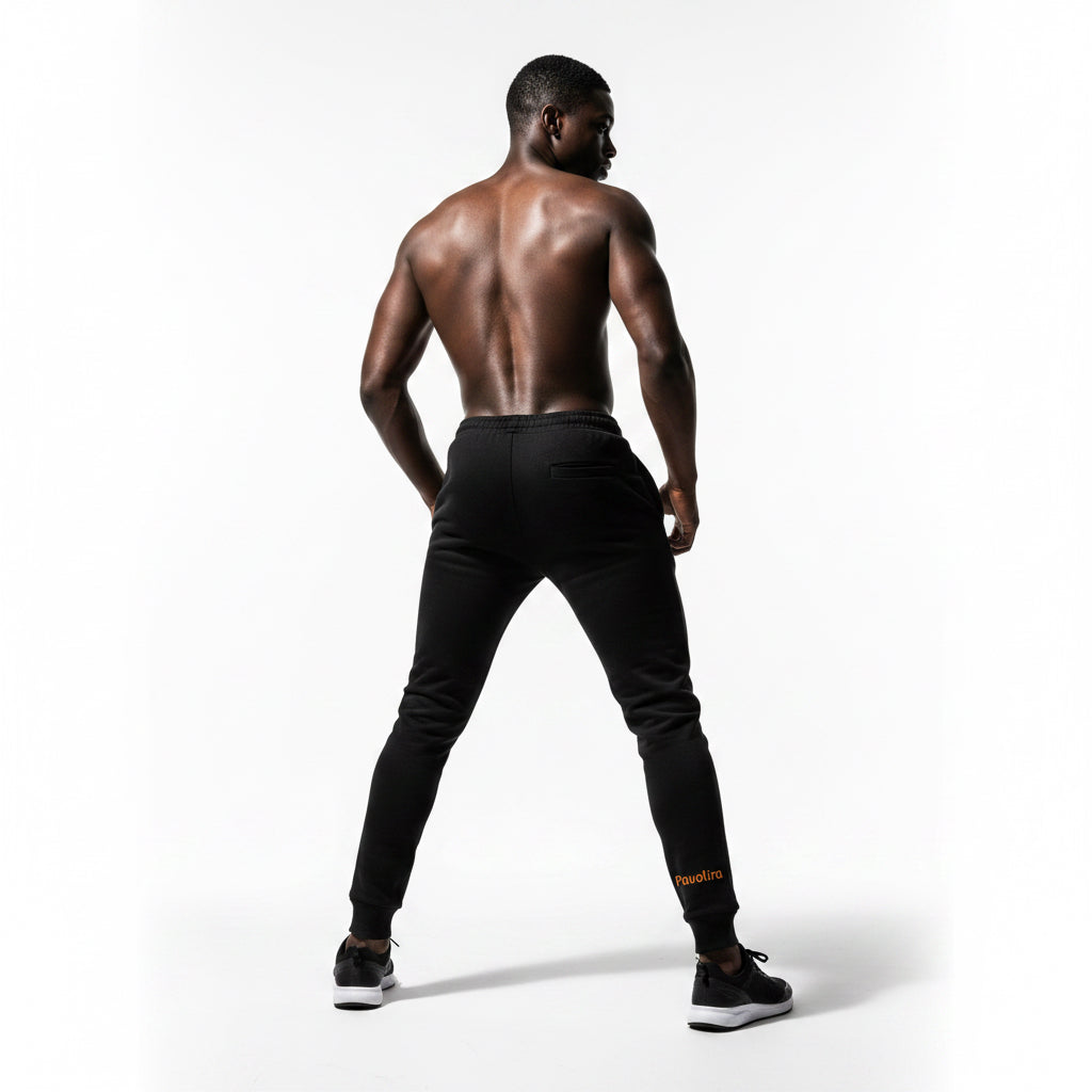 Pavolira Side-Logo Sweatpants — Minimal Vertical Text Joggers