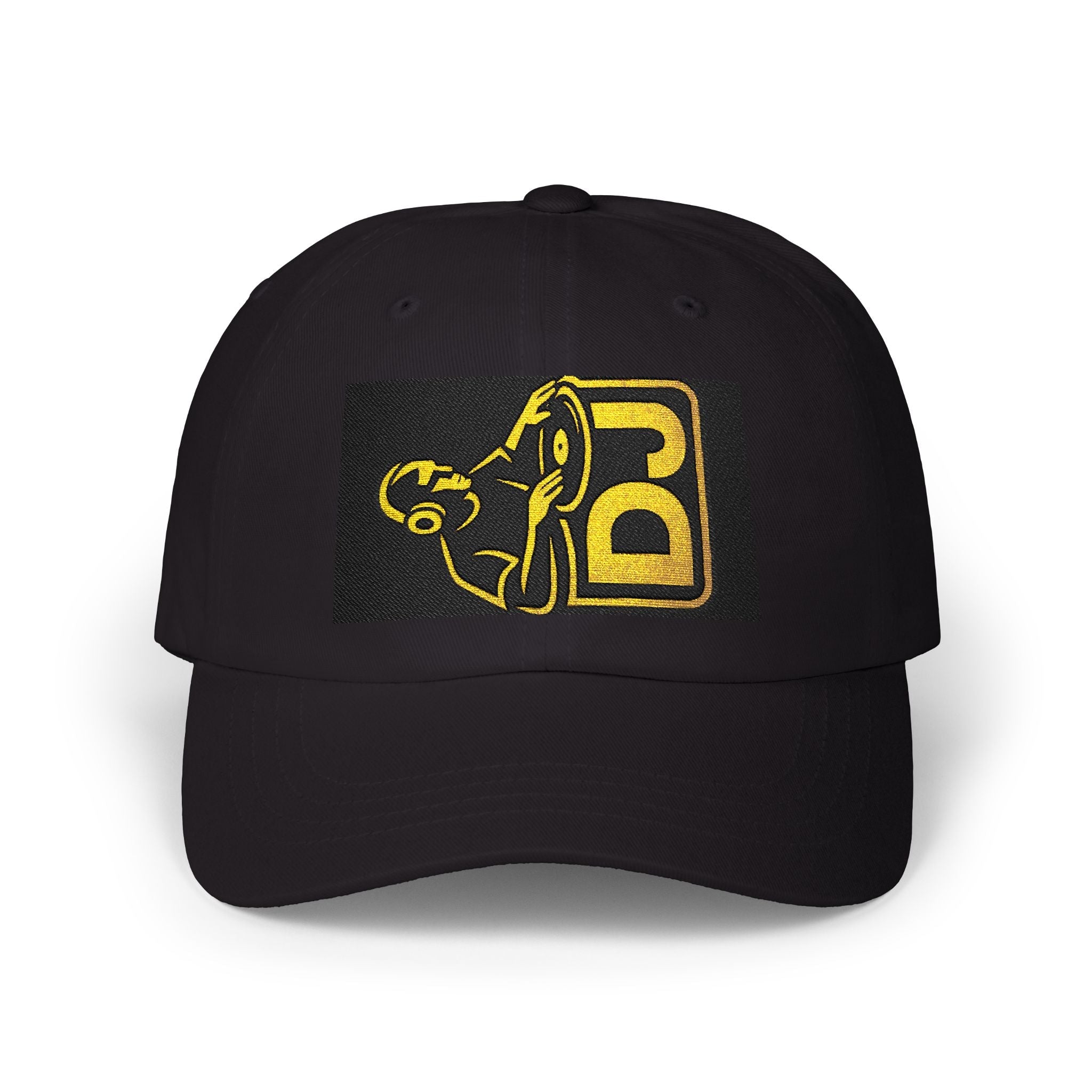 White Dad Cap with Gold DJ Logo Embroidery – Music Producer Hat Printify