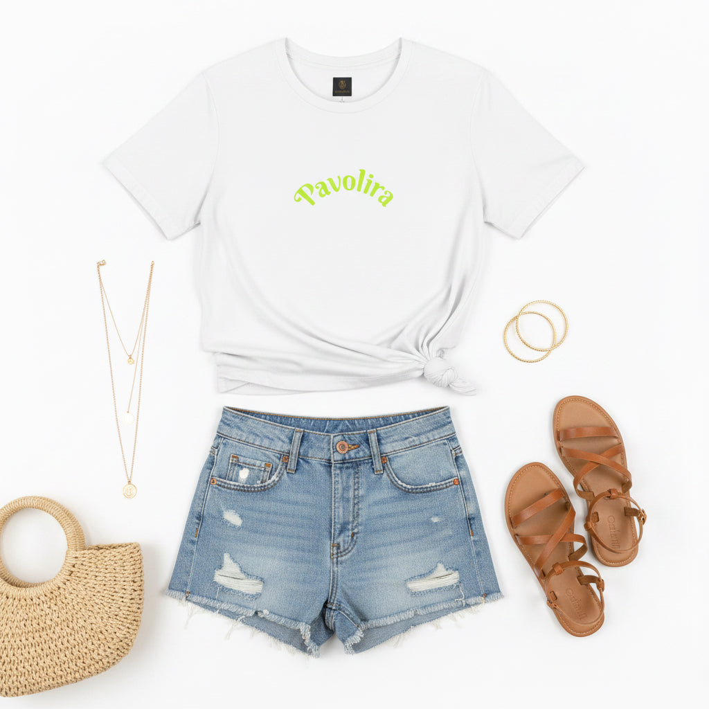 Pavolira Graphic Tee — Neon Green Retro Logo T-Shirt