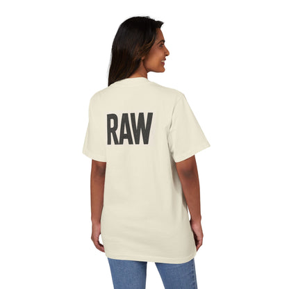 Stylish Unisex Graphic T-Shirt with 'RAW' Print, Casual Streetwear, Everyday Wear, Gift for Friends, Fashionable Basics Printify