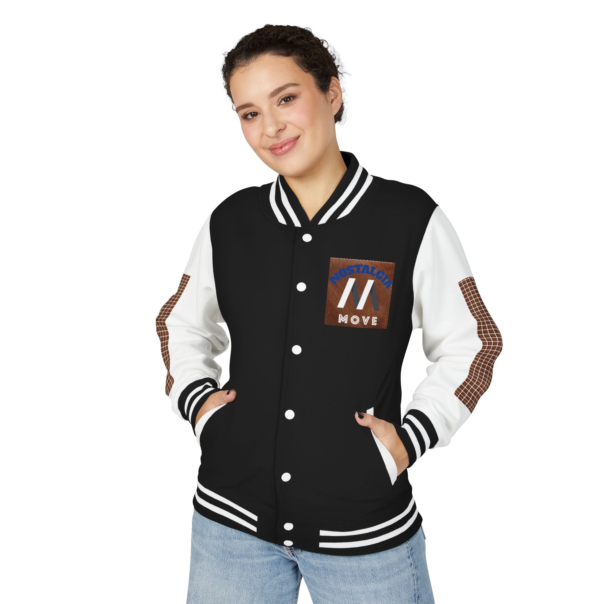 Vintage-Inspired Heavyweight Letterman Jacket, Unisex Varsity Jacket, Retro College Apparel, Perfect for Game Day, Nostalgia Move Style Printify