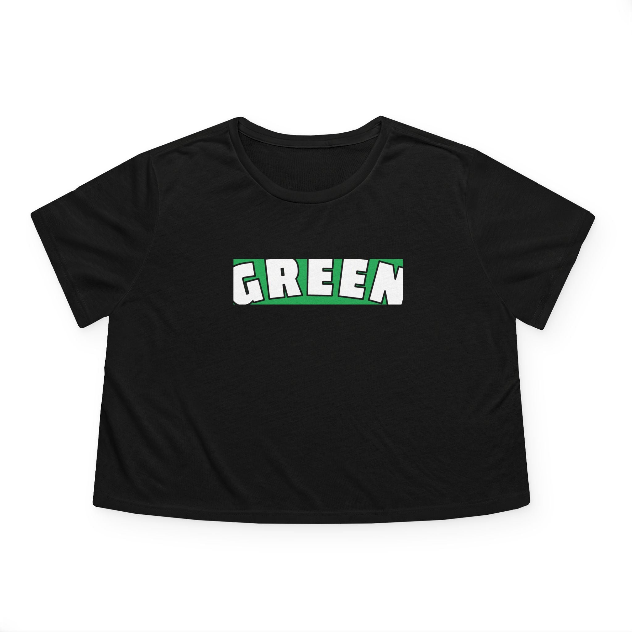 Green Flowy Cropped Tee