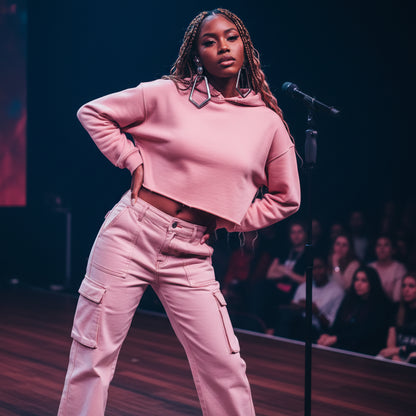 Cropped Hoodie with 'hello Santa' Design Printify