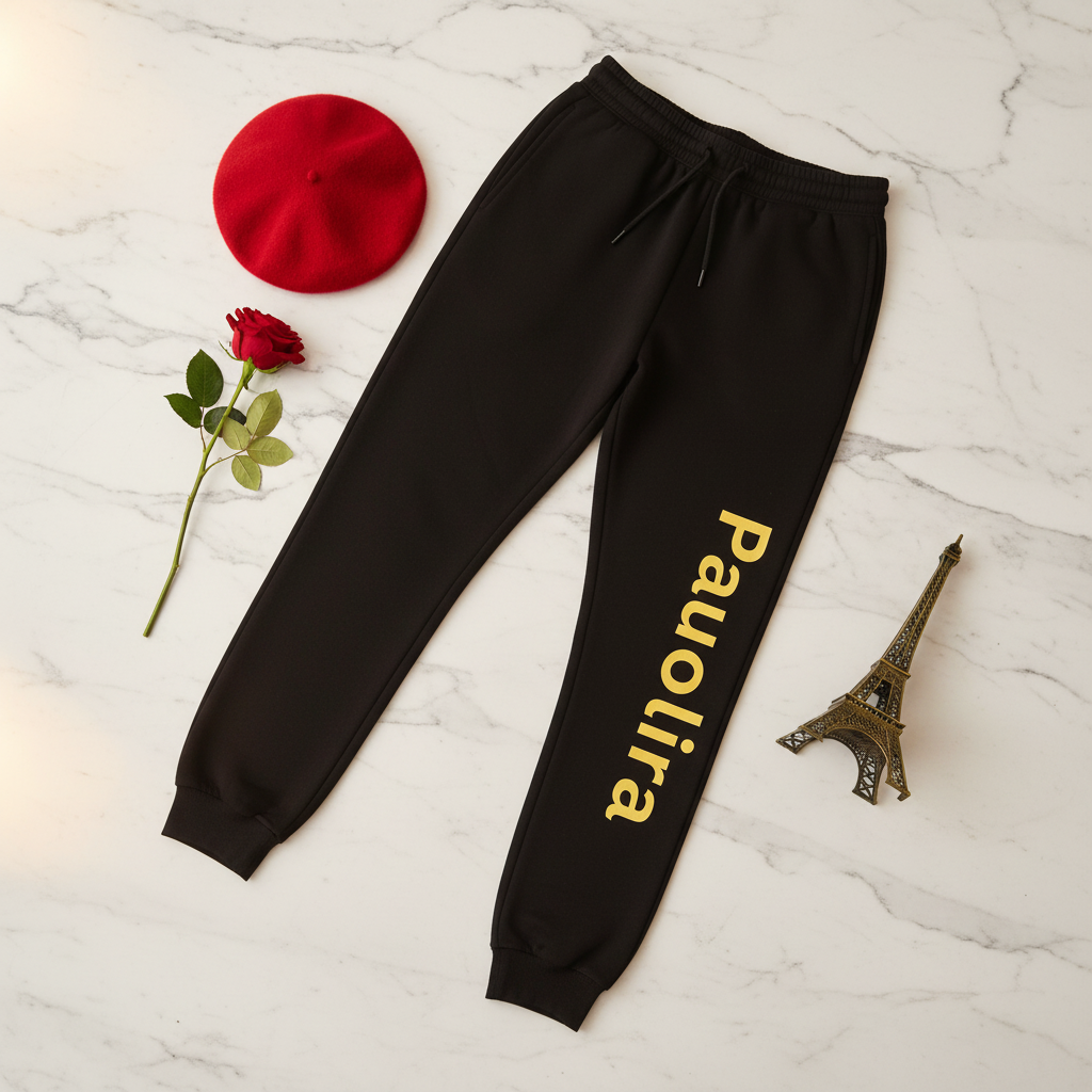 Pavolira Side-Logo Sweatpants — Minimal Vertical Text Joggers