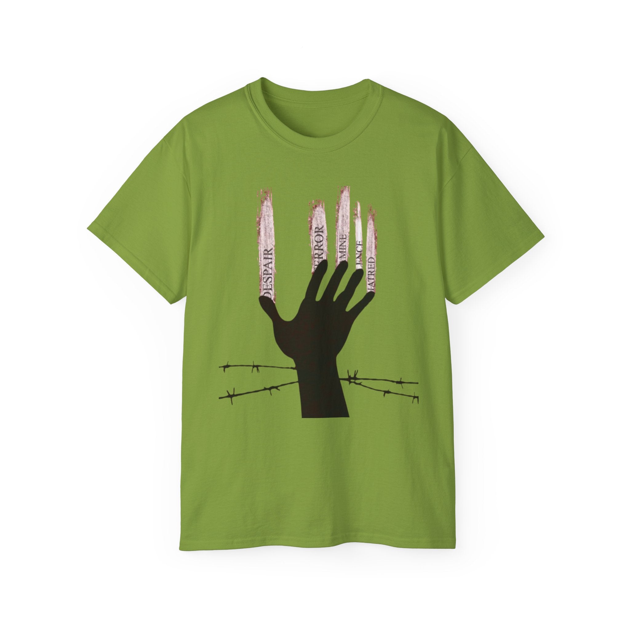 Bold Graphic Tee, Hand and Barbed Wire Design, Unisex Casual Shirt, Unique Art Apparel, Gift for Art Lovers Printify