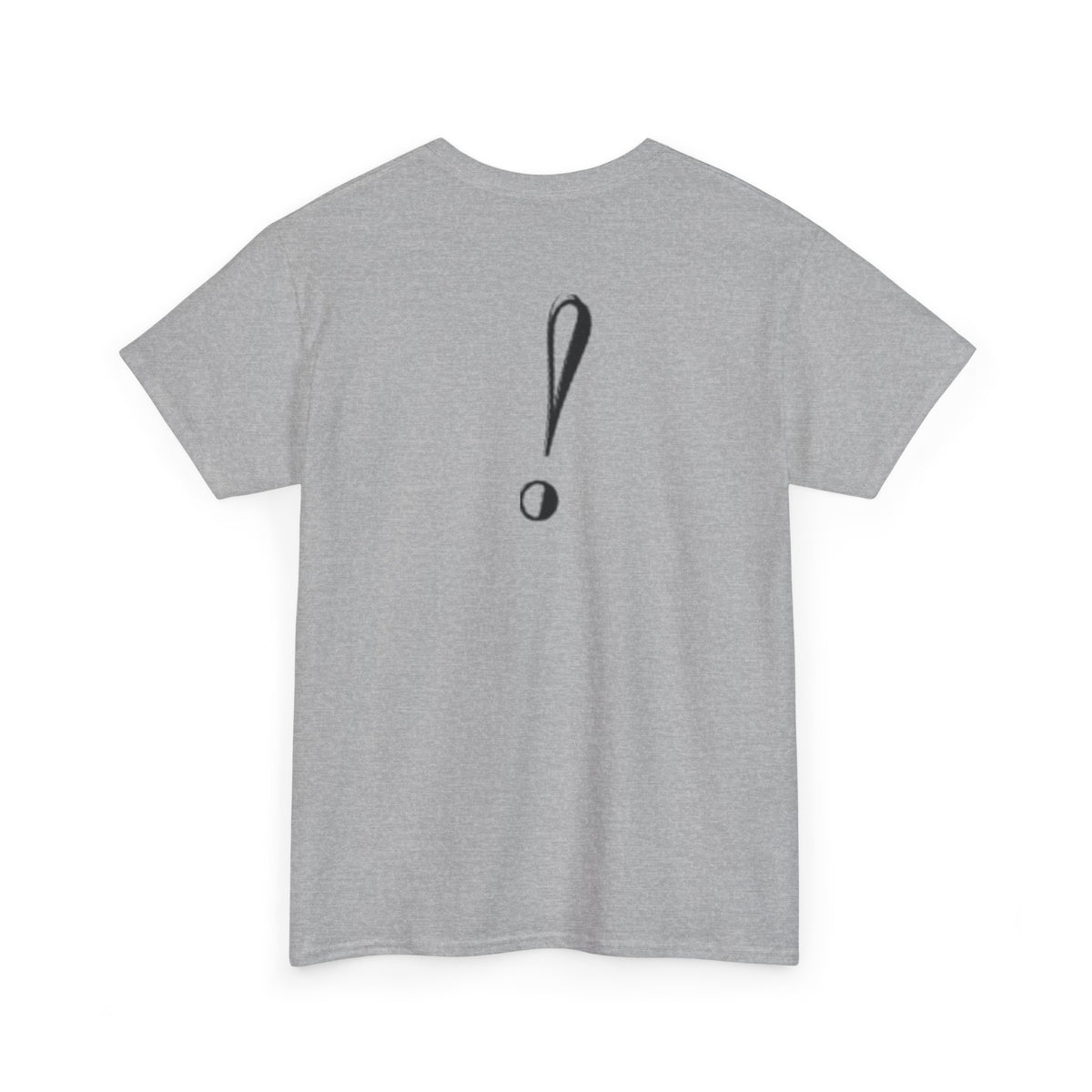 Unisex Heavy Cotton Tee with Bold Exclamation Mark Design - Casual Statement Shirt
