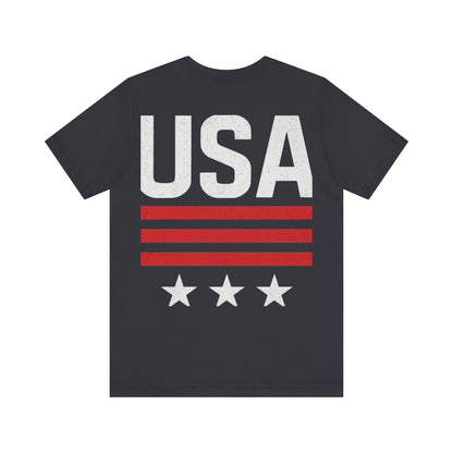 Patriotic USA Tee, Unisex Short Sleeve T-Shirt, July 4th Celebration Shirt, American Pride Apparel, Casual Summer Wear, Gift for Patriot