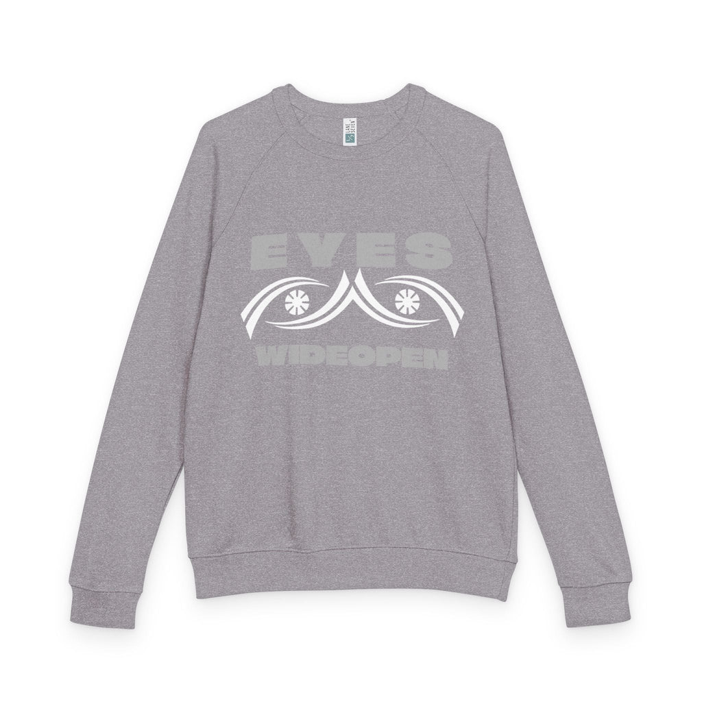 Eyes Wide Open Unisex French Terry Crewneck Sweatshirt, Cozy Casual Clothing, Gift for Friends, Relaxed Fit Sweater, Cool Graphic Design Printify