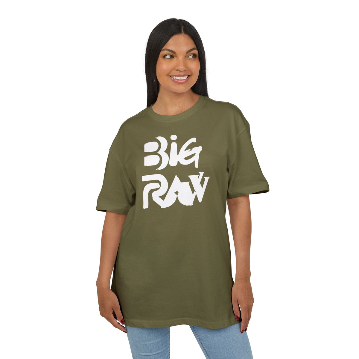 Oversize Tee Big Raw Print Unisex Heavy T-Shirt Printify